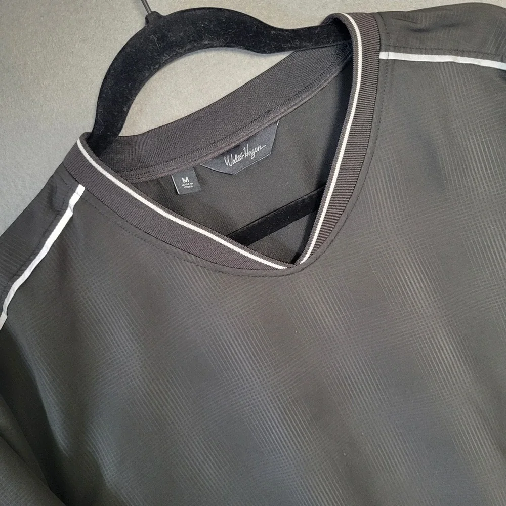 Walter‎ Hagen Mens Black V-Neck Golf Windshirt Pullover Jacket Size M Medium